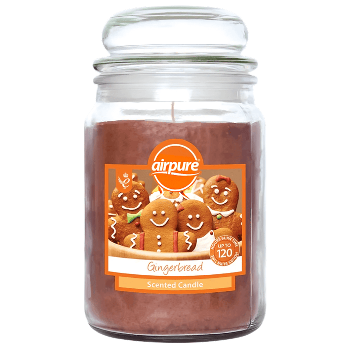 Airpure large glass jar candle 510g gingerbread fragrance