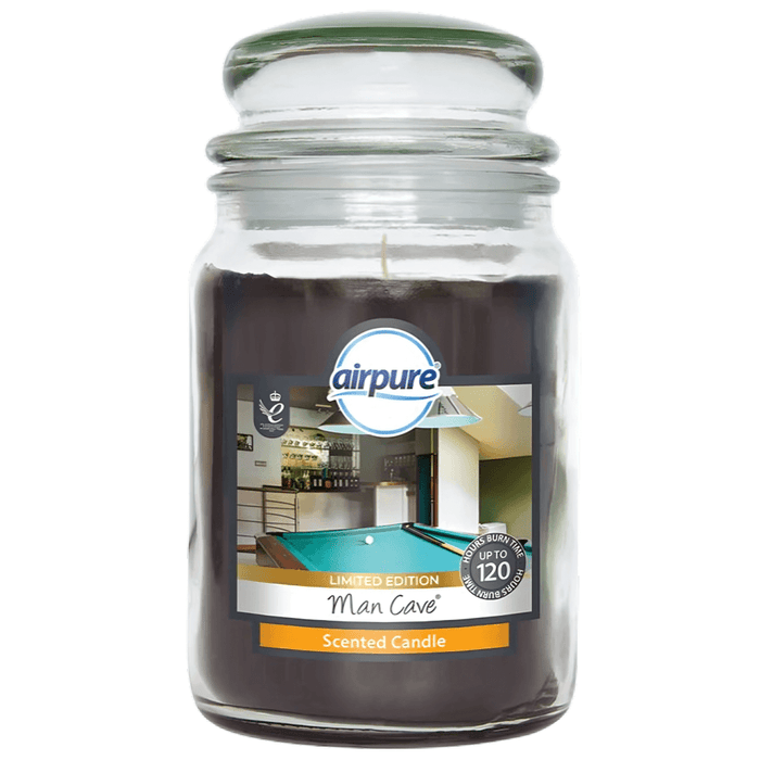 Airpure large glass jar candle 510g man cave fragrance