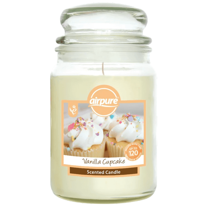 Airpure large glass jar candle 510g vanilla cupcake fragrance
