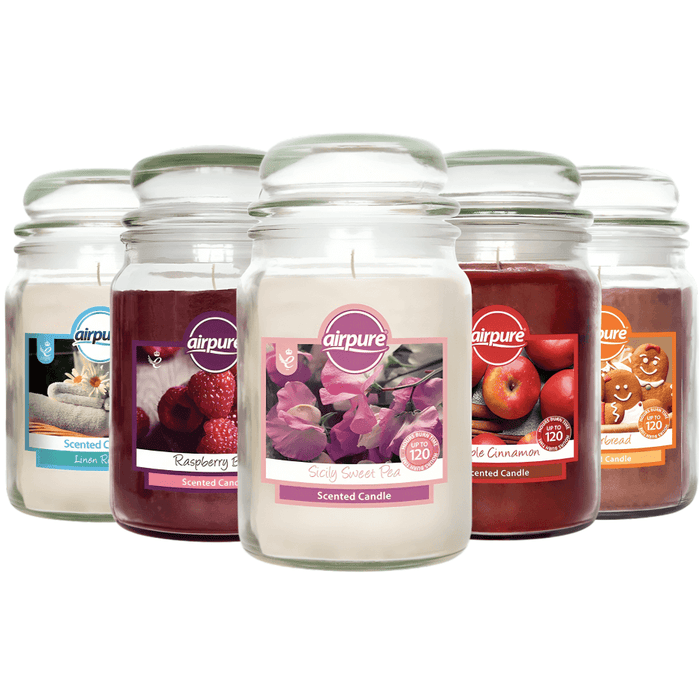 Airpure large glass jar candle 510g long lasting fragrance