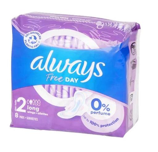 Always Free day long wings 8 pads for daily feminine freshness and protection
