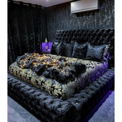 Ambassador Upholstered Bed Frame – Black Crush Velvet