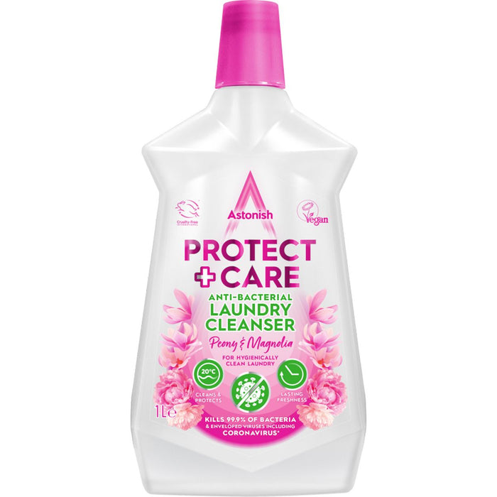 Astonish Protect + Care Antibacterial Laundry Cleanser 1L, Peony & Magnolia