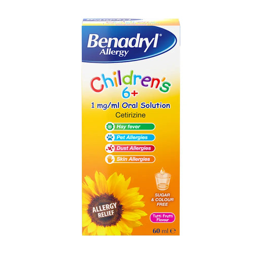 Benadryl Allergy 60ml child medicine for fast allergy relief for children aged 6 years and above