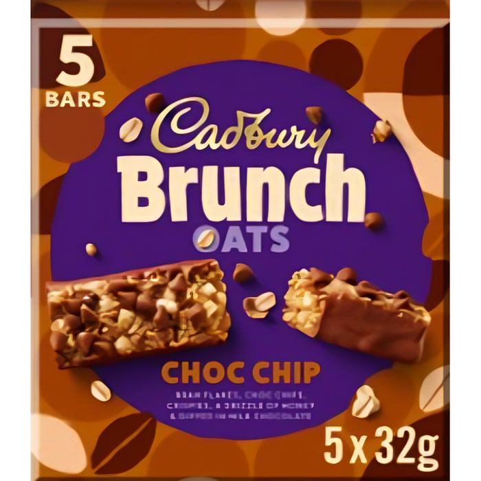 Cadbury Brunch Oats Choc Chip Bars, 5 x 32g