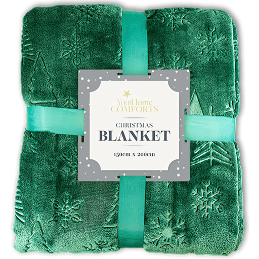 Green Christmas blanket 150 x 200cm festive winter throw