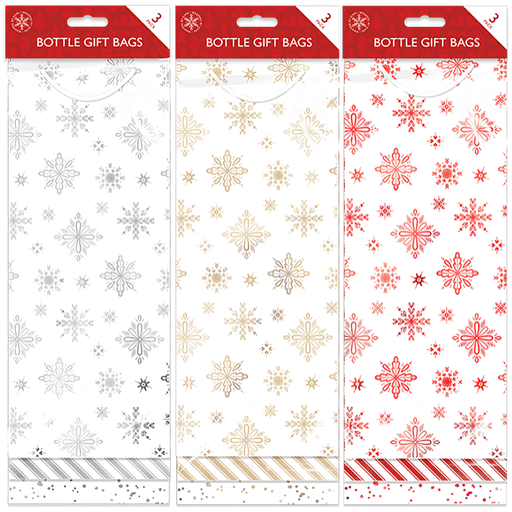 Christmas Bottle Gift Bags, Pack Of 3