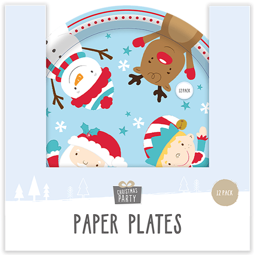 Christmas paper plates festive design 22.5cm pack of 12