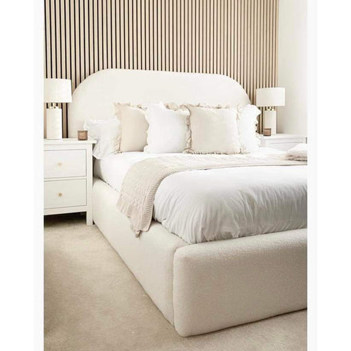 Curved Upholstered Bed Frame – Boucle Teddy Fabric
