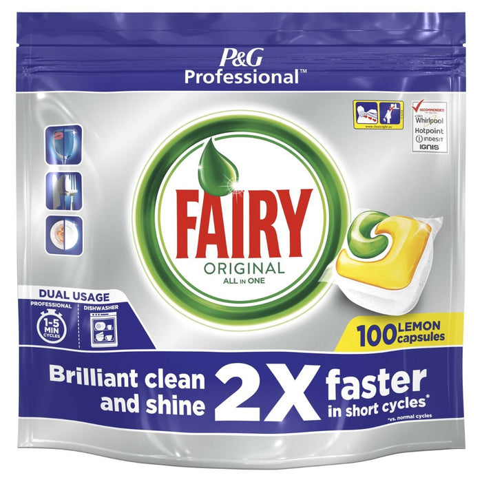 Fairy Professional All-in-One Lemon Dishwasher Capsules, 100 Tabs