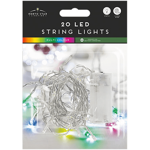 LED String Lights Multi Colour, 20 Pack Battery Operated