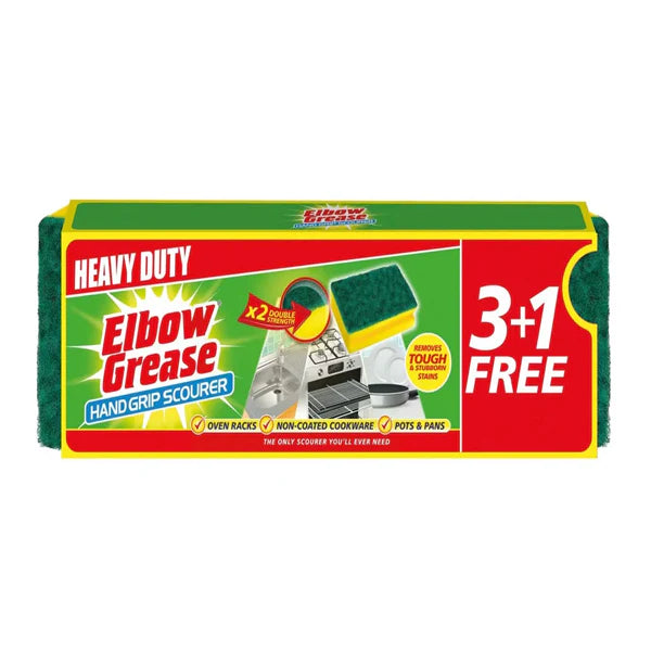 Elbow Grease Hand Grip Kitchen Scourer 3+1 Pack
