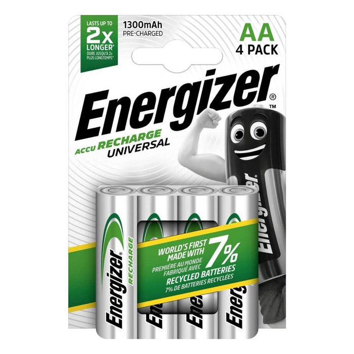 Energizer AA 1300mAh rechargeable batteries pack of 4 for everyday devices