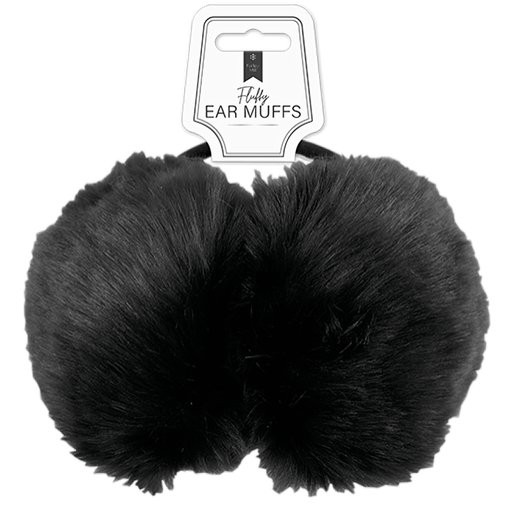 Farley Mill Fluffy Black Earmuffs