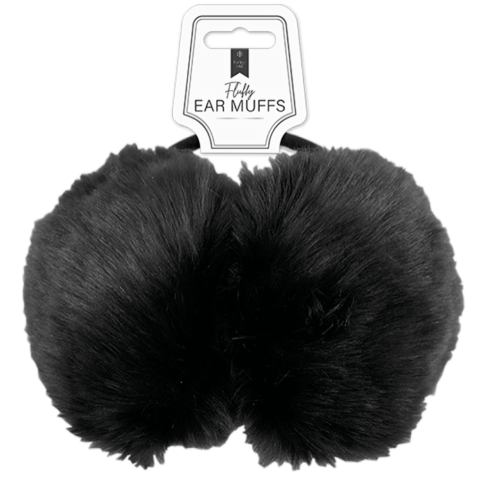 Farley Mill Fluffy Black Earmuffs