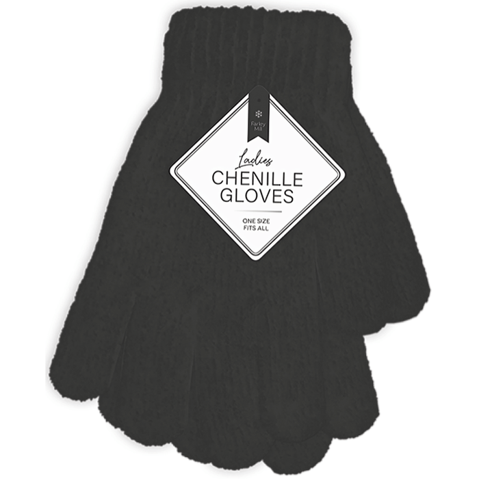 Farley Mill Ladies Black Chenille Gloves