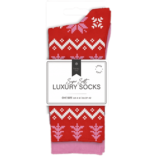 Farley Mill ladies luxury socks 2 pack red winter design