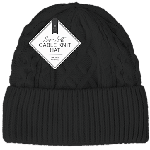 Farley Mill Ladies Super Soft Black Cable Knit Hat
