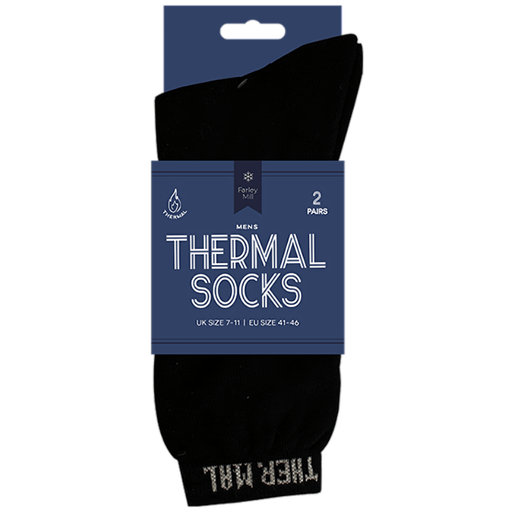 Farley Mill Men's Black Thermal Socks, Pair Of 2