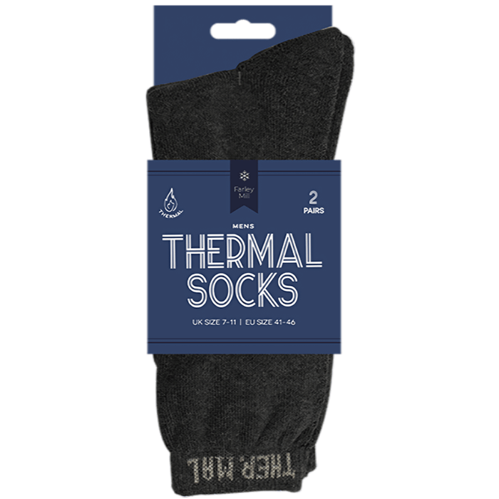 Farley Mill Men's Grey Thermal Socks, Pair Of 2 