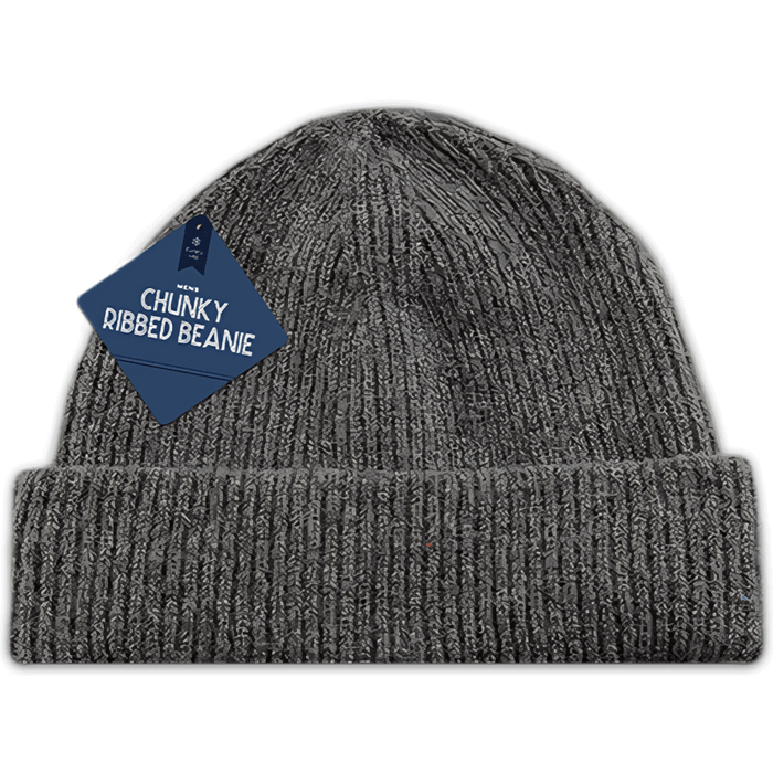 Farley Mills Men's Grey Chunky Ribbed Beanie 