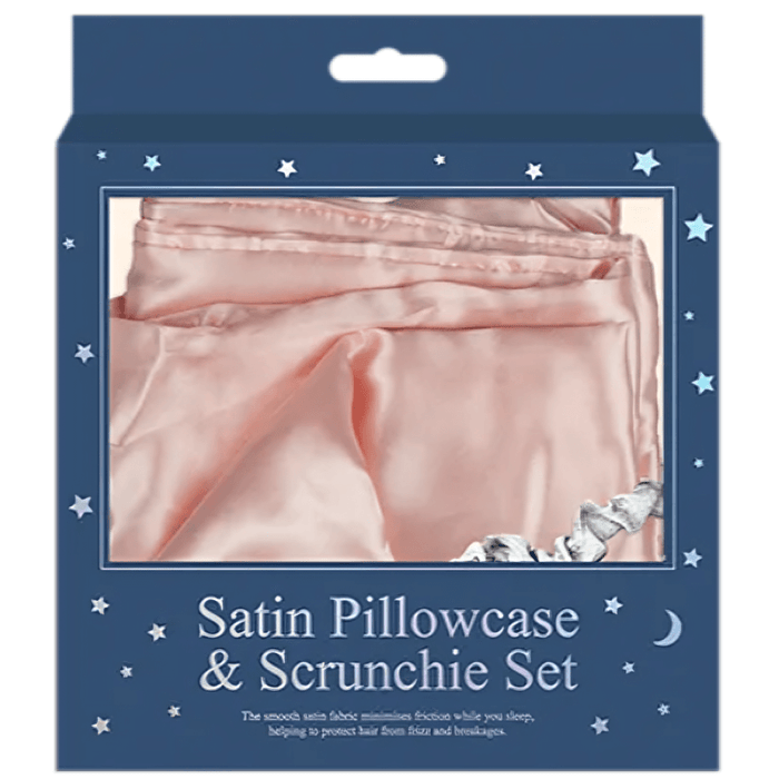 Gifts & Gadgets Pink Satin Pillowcase And Scrunchie Set