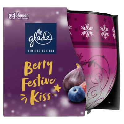 Glade glass candle berry festive kiss fragrance 120g for cosy home ambiance