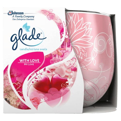 Glade glass candle with love fragrance 120g for warm inviting spaces