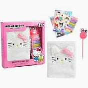 Hello Kitty fluffy diary stationery craft set for kids with stickers and pompom pen
