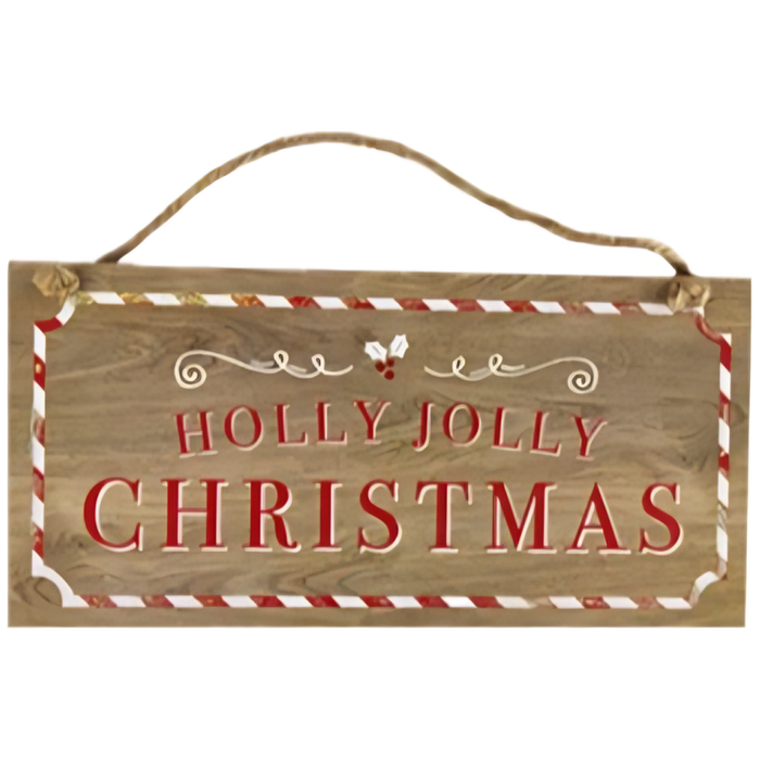 Christmas Hanging Wooden Plaque, 25cm x 12cm