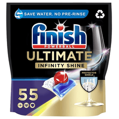 Finish Powerball Ultimate Infinity Shine Dishwasher Tablets, 55 Tabs