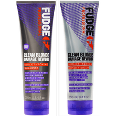 Fudge Professional Clean Blonde Damage Rewind, Violet Toning Shampoo & Conditioner, 2 x 250ml
