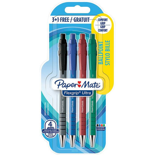 Paper Mate Flexgrip Ballpoint Pens Assorted, 4 Pack