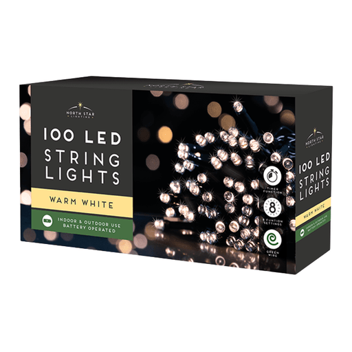 LED String Lights Warm White, 100 Pack Battery Operated