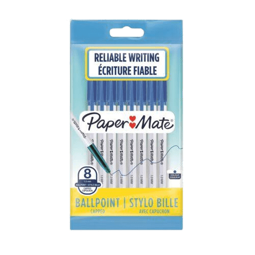Paper Mate Ballpoint Pens Blue, 8 Pack