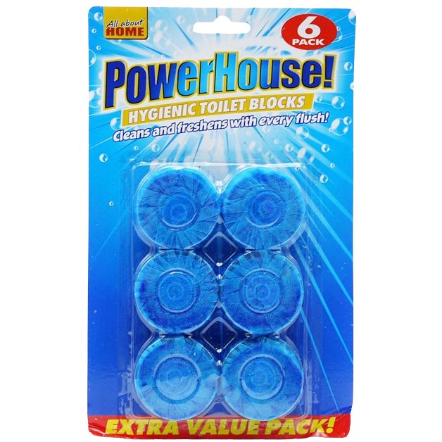 Powerhouse Blue Hygienic In-Cistern Toilet Blocks, 6 Pack