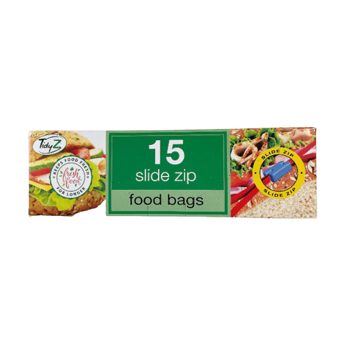 Tidyz Slide Zip Food Bags, 15 Pack