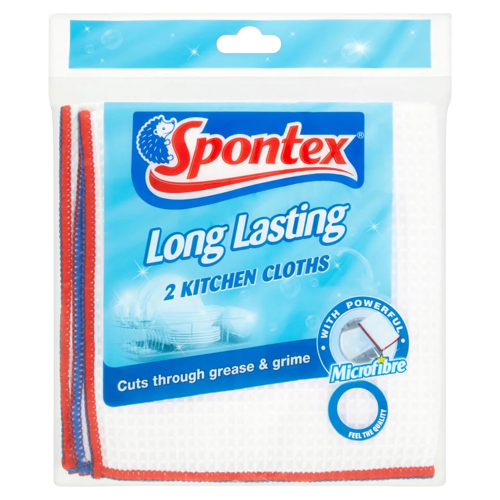 Spontex Long Lasting Kitchen Cloth, 2 Pack