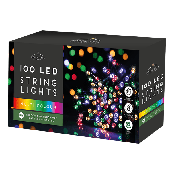 LED String Lights Multicolour, 100 Pack Battery Operated