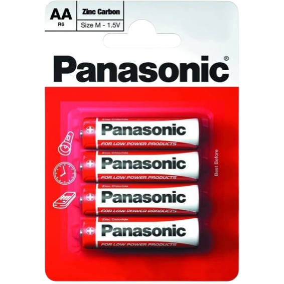 Panasonic AA Zinc Carbon Batteries, Pack of 4