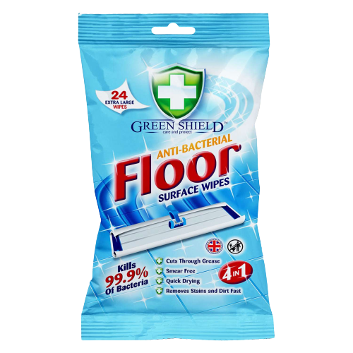 Green Shield Anti-Bacterial Large Floor Wipes, Pack of 24