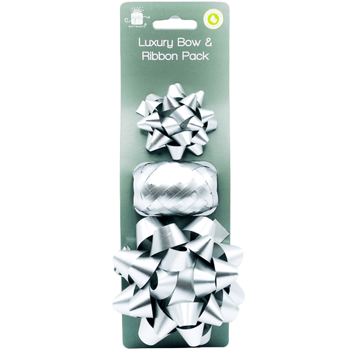 Christmas Silver Luxury Bow & Ribbon Pack
