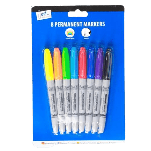 Just Stationery Assorted Permanent Markers, 8 Pack
