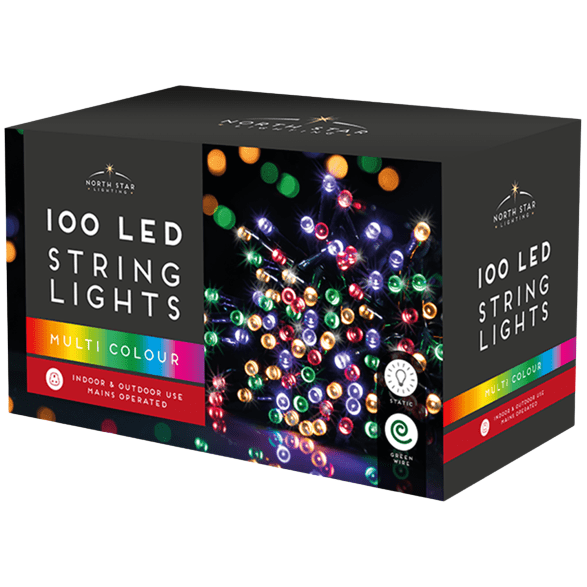 LED String Lights Multicolour, 100 Pack Mains Operated