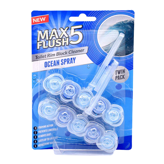 Max Flush 5 Ocean Spray Toilet Rim Block Cleaner, Twin Pack