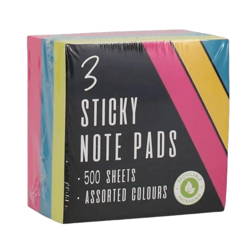 Sticky Note Pads Assorted, 500 Sheets