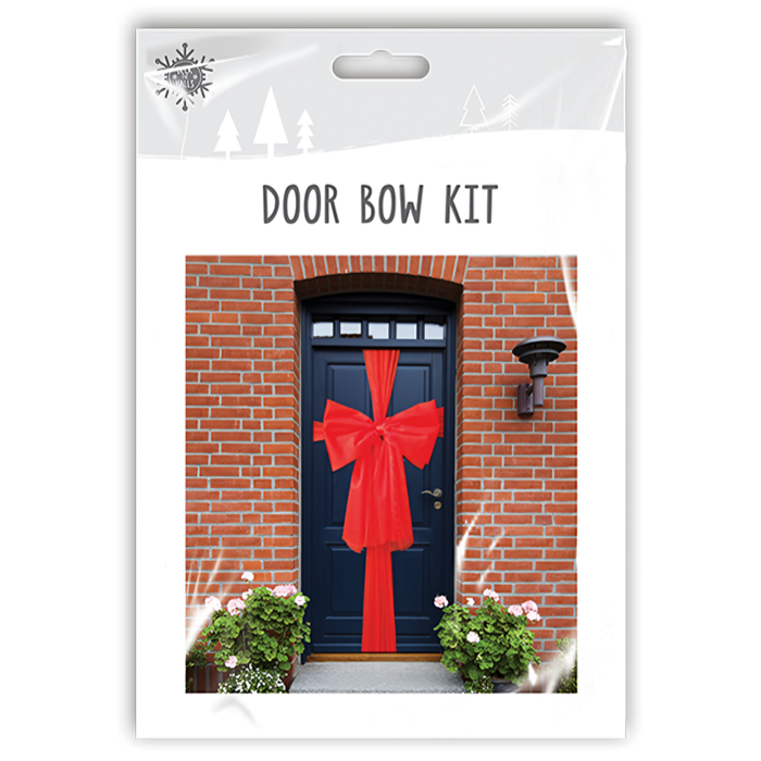 Festive Door Bow Kit, Red/Grey