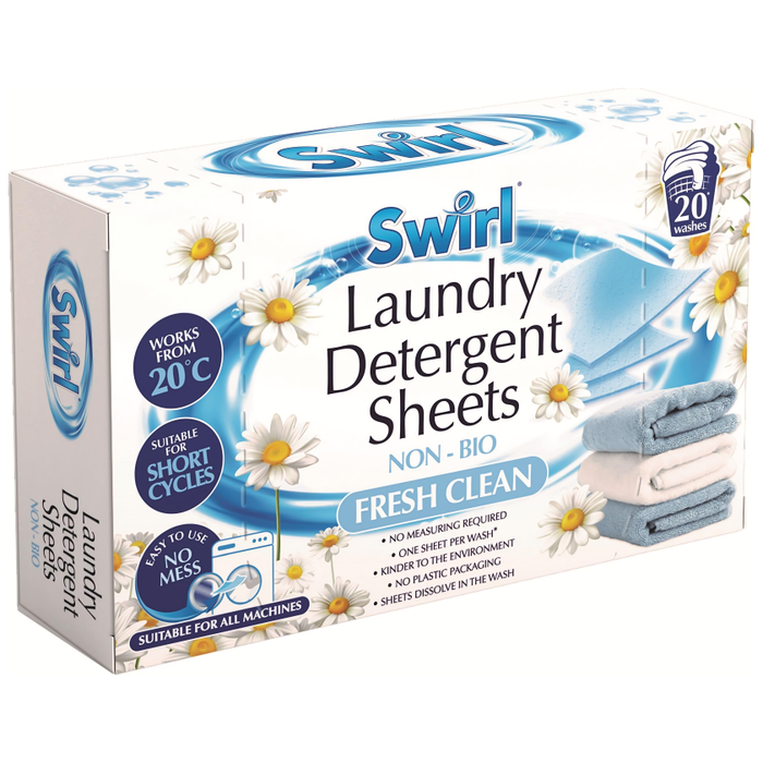 Swirl Non-Bio Fresh Clean Laundry Detergent Sheets, 20 Pack