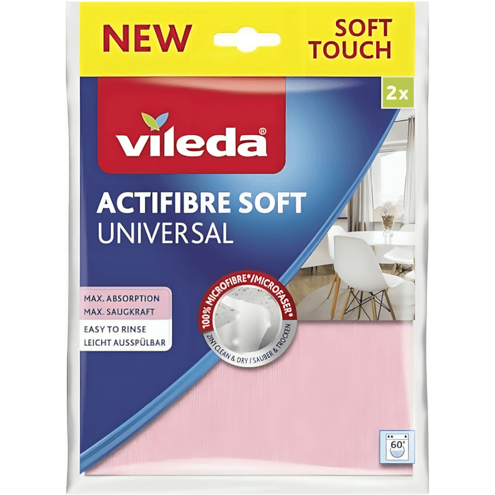 Vileda Actifibre Universal Microfibre Cloth, Twin Pack