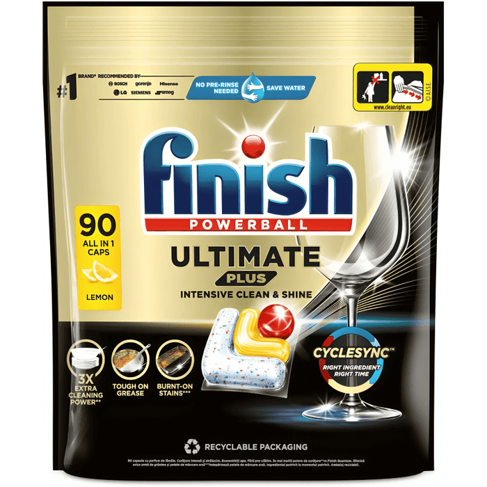 Finish Powerball Ultimate Plus All-in-1 Lemon Tabs, 90 Pack